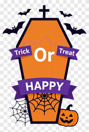 Halloween Trick Or Treat Sign With Happy Pumpkin PNG