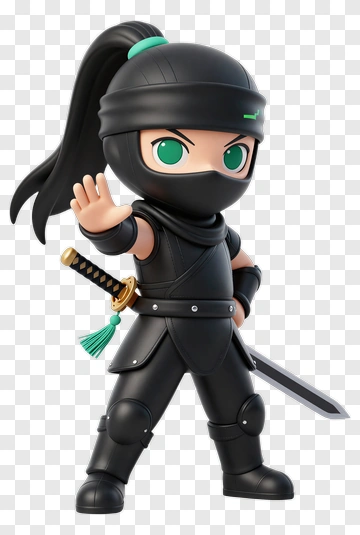 Cartoon Ninja Holding A Sword PNG