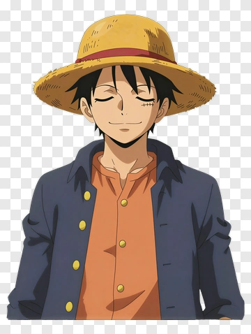 Smiling Cartoon Character Wearing A Straw Hat PNG