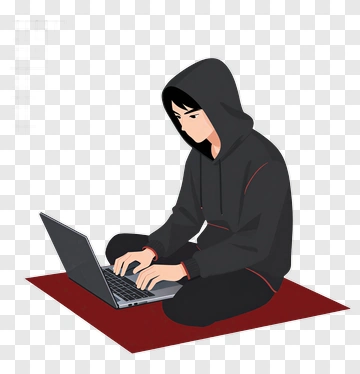 Young Man Using A Laptop PNG