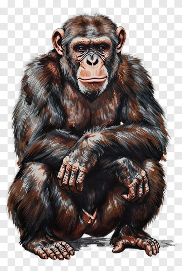 Realistic Chimpanzee Sitting PNG