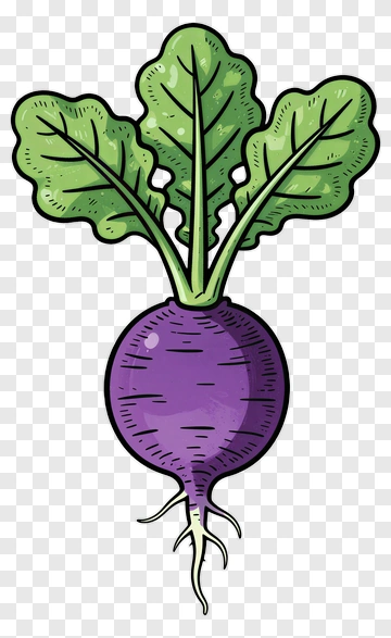Purple Radish With Green Leaves PNG