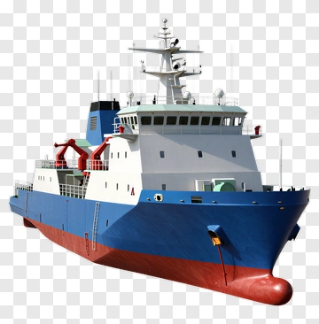 Cargo Ship With Red And Blue Hull PNG