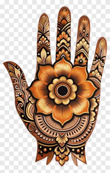 Decorative Hand With Floral Design PNG