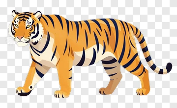 Cartoon Tiger Walking PNG