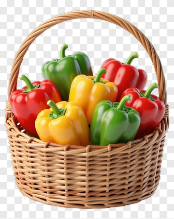 Colorful Bell Pepper Basket PNG