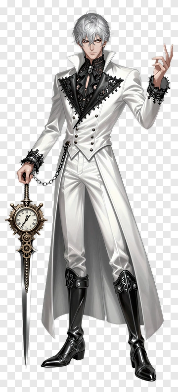 Elegant Man In White Suit Holding A Pocket Watch PNG