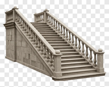 Concrete Staircase With Railings PNG