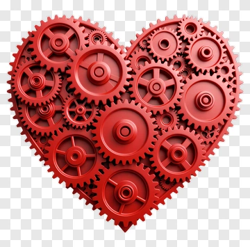 Red Heart Made Of Gears PNG