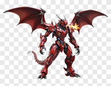 3D Dragon Robot With Flames PNG