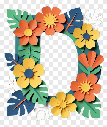 Colorful Floral Letter D Decoration PNG