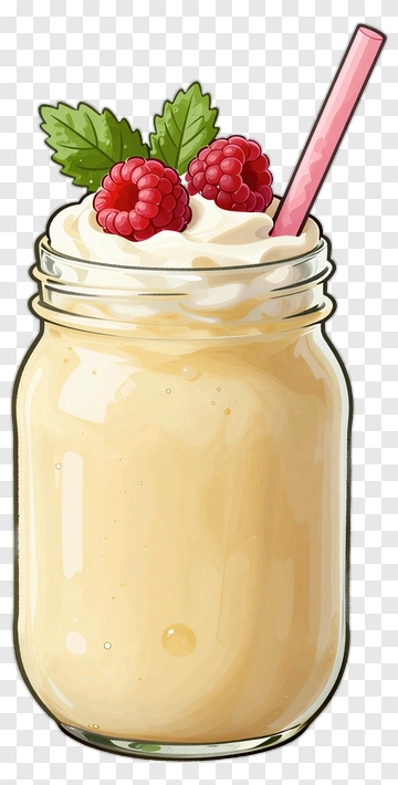 Milkshake With Raspberries And Mint PNG