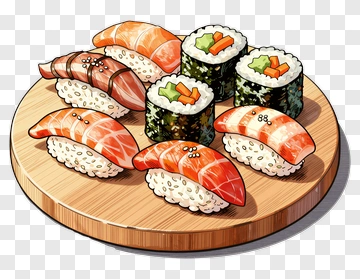 Sushi Platter With Salmon And Vegetables PNG