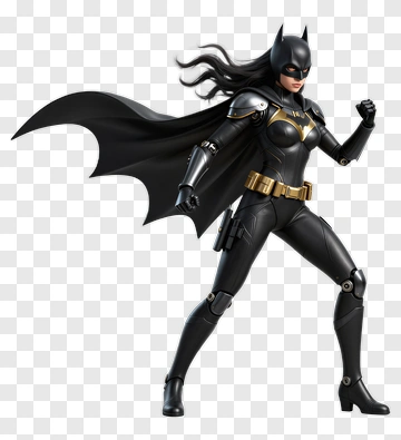 Superhero Batgirl Posing In A Dynamic Stance PNG