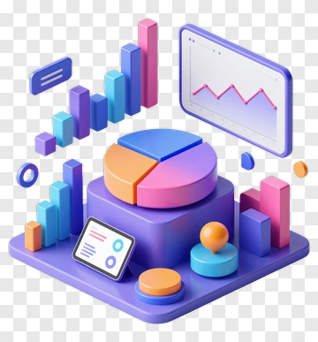 3D Data Visualization With Graphs And Charts PNG