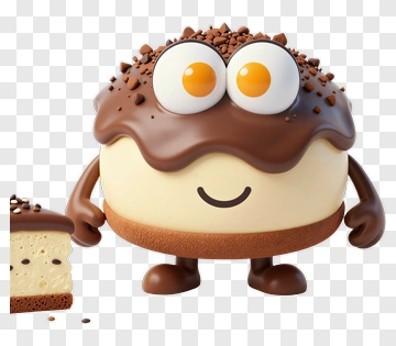 Cartoon Character Cookie With Chocolate Icing PNG