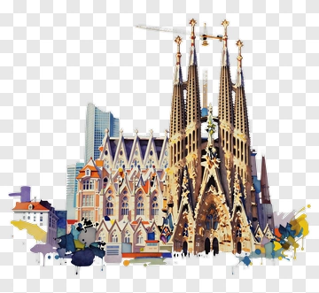Colorful Illustration Of Sagrada Familia Cathedral PNG