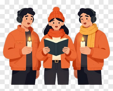 Group Of Friends Holding Candles While Reading Together PNG