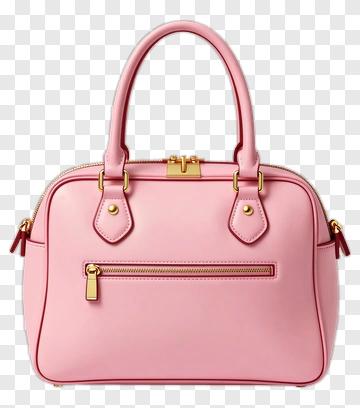 Pink Handbag With Gold Accents PNG