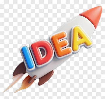 Rocket With Idea Text PNG