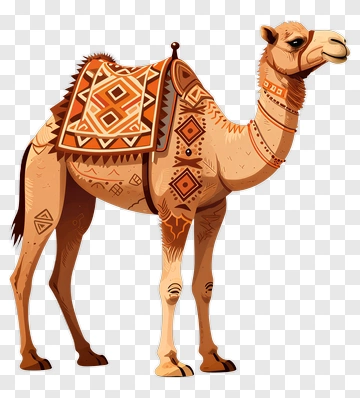 Cartoon Camel With Decorative Saddle PNG