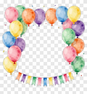Colorful Balloon Frame With Decorative Banners PNG
