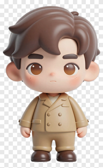3D Cartoon Boy In Beige Suit PNG