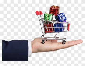 Shopping Cart Filled With Colorful Presents PNG