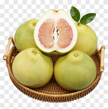 Pomelo Fruit In A Woven Basket PNG
