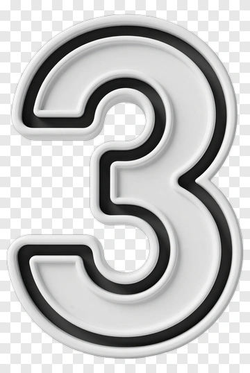 Three Dimensional Number Three PNG
