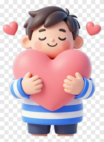 3D Boy Holding A Heart PNG