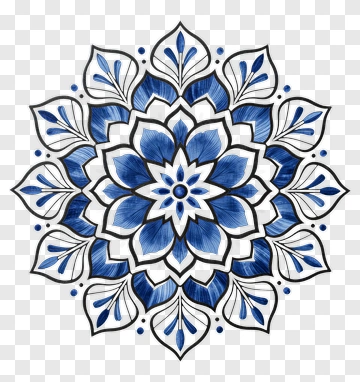 Blue Floral Mandala Design PNG