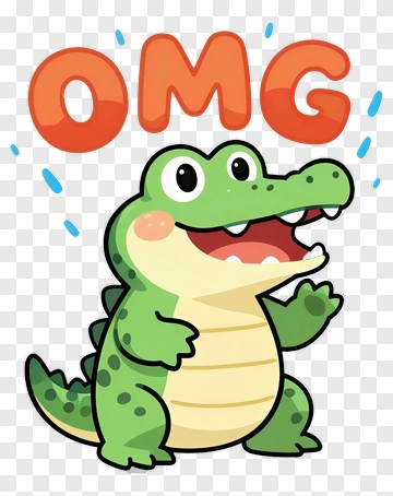 Cartoon Crocodile Saying Omg PNG