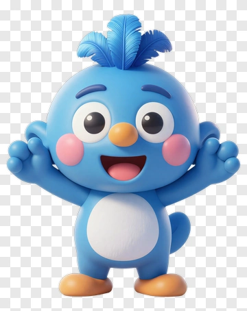 Cartoon Blue Character With Open Arms PNG