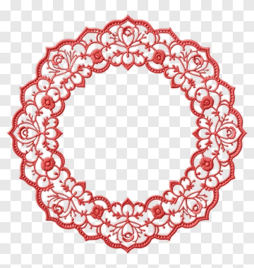 Red Floral Embroidery Wreath PNG
