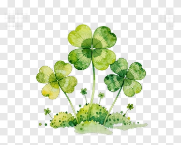 Watercolor Green Clover Plants PNG
