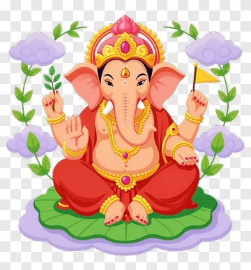 Cartoon Ganesha Sitting On A Lotus PNG