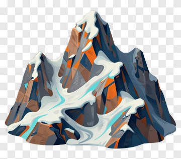 Stylized Mountain With Snow And Ice PNG