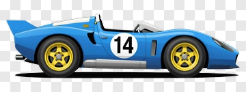 Blue Sports Car With Racing Number 14 PNG