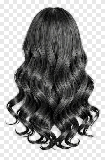 Long Wavy Black Hair PNG