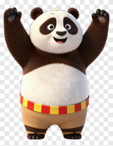 Cartoon Panda Celebrating PNG