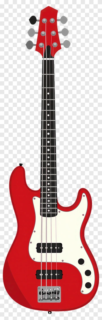 Red Electric Bass Guitar PNG