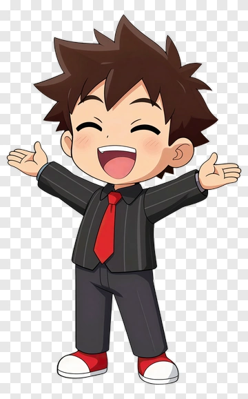 Cartoon Boy Smiling With Open Arms PNG