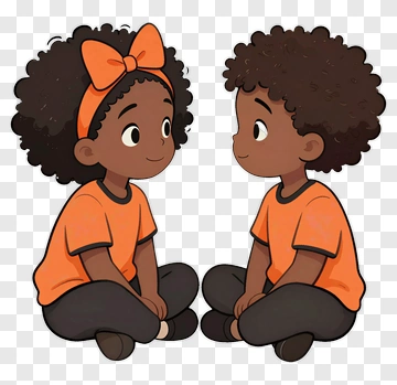 Cartoon Children Sitting Together PNG