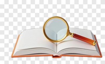 Magnifying Glass On An Open Book PNG