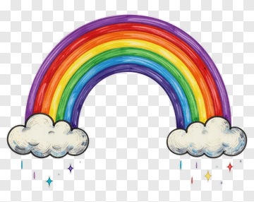 Colorful Rainbow With Clouds PNG