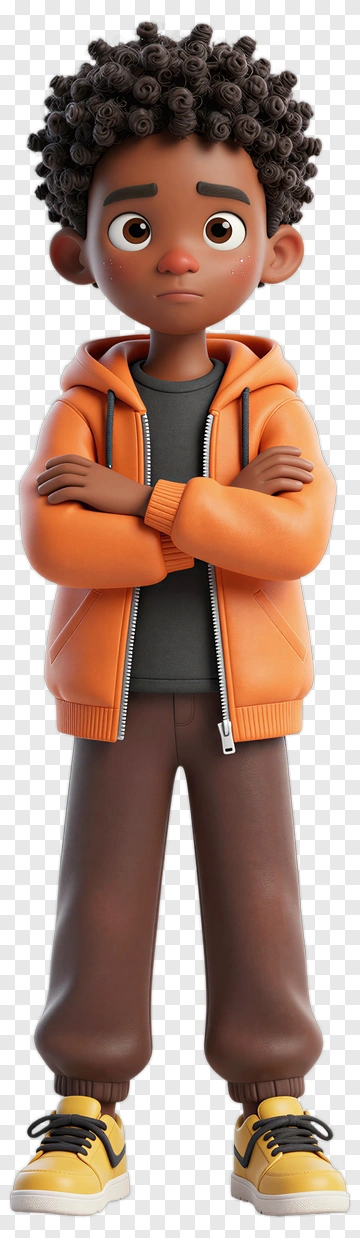 3D Boy Standing With Arms Crossed PNG