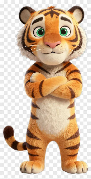 Cartoon Tiger With Arms Crossed PNG