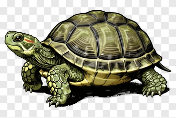 Cartoon Turtle With A Detailed Shell PNG