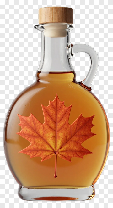 Maple Syrup Bottle With Leaf Design PNG